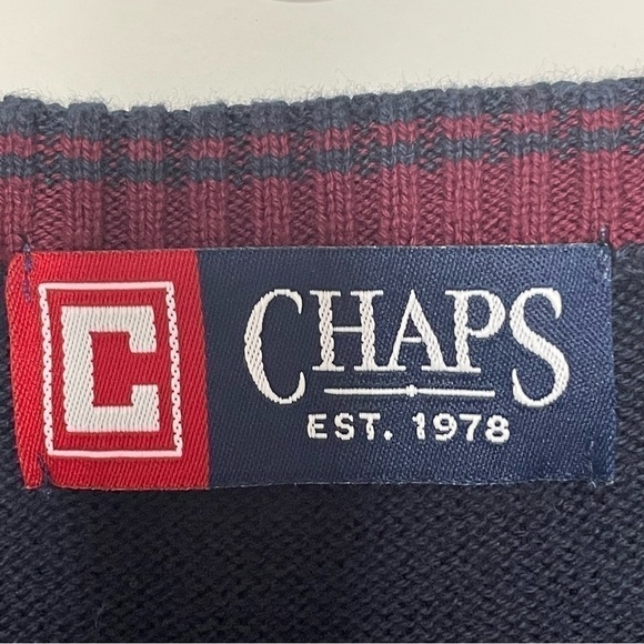 𝅺Chaps Navy Blue V-Neck Sweater Vest in Size Large - Picture 6 of 13